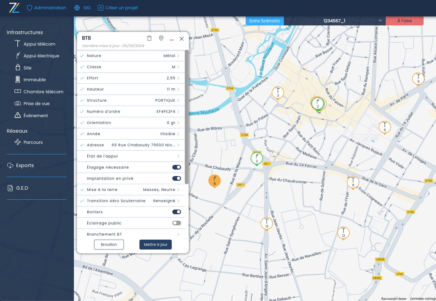 Gérez tous vos réseaux (électricité, télécom, eau) avec un système d'information géographique (SIG) avancé. Centralisez et visualisez toutes vos données d'infrastructures en un seul endroit pour une gestion optimale.